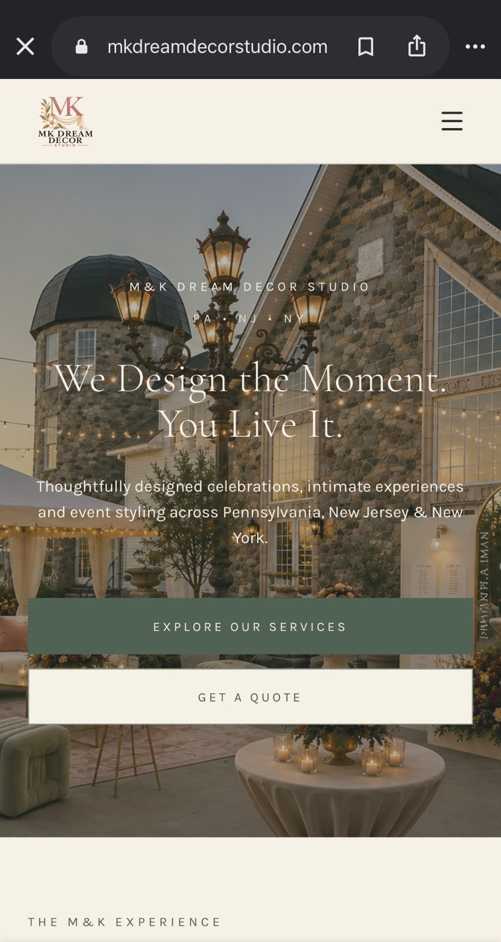 M&K Dream Decor Studio website designed by Crown Lead Digital